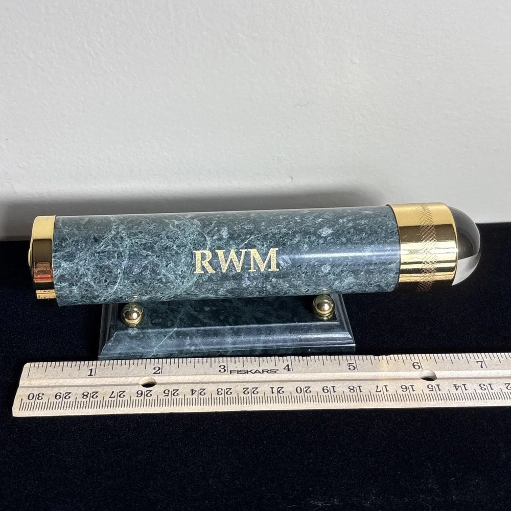 Victorian Executive Desk Style Marble and Brass Kaleidoscope with Desk Stand RWM